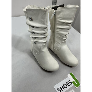 Girls Excellent Condition Lucky Top Slouched Knee High Boots 12 White